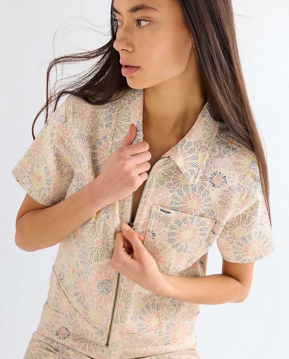 Sobrecamisa de mujer de manga corta con estampado años 70 - Wrangler - Multicolor Multicolor-4