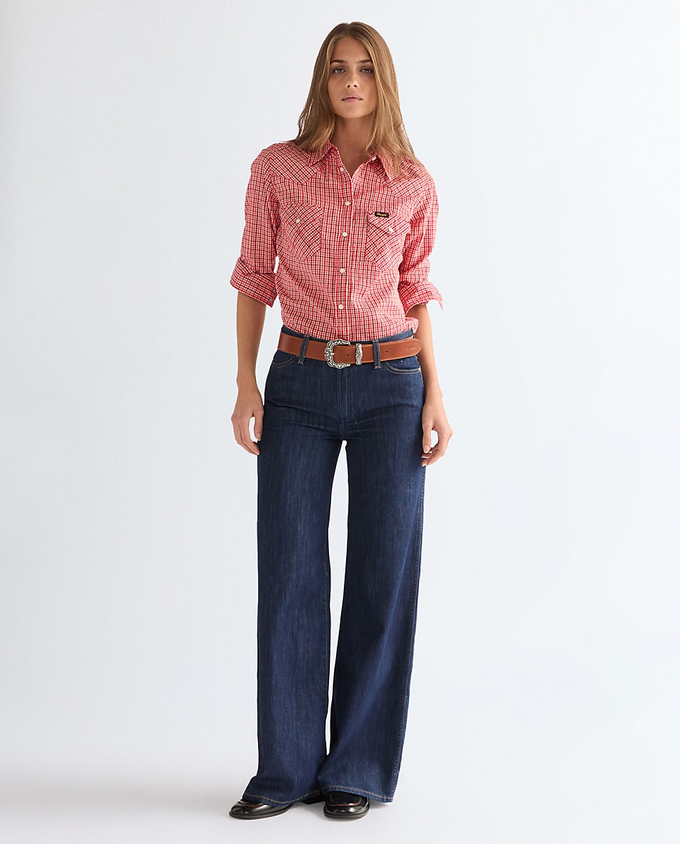 Imagen 0 de Vaquero world wide de mujer de corte wide leg en azul Azul denim