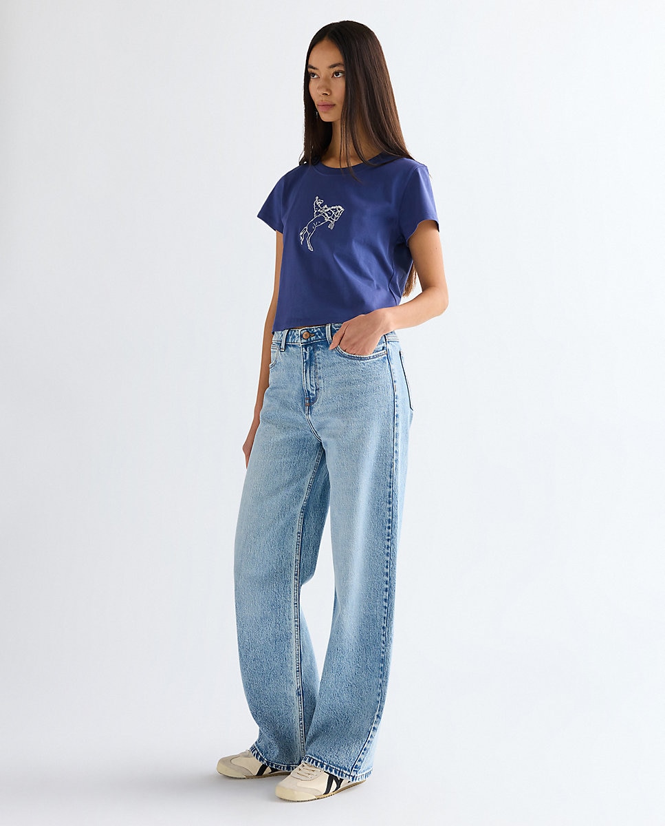 Wrangler - Vaquero de mujer de corte recto y loose con cintura regular.