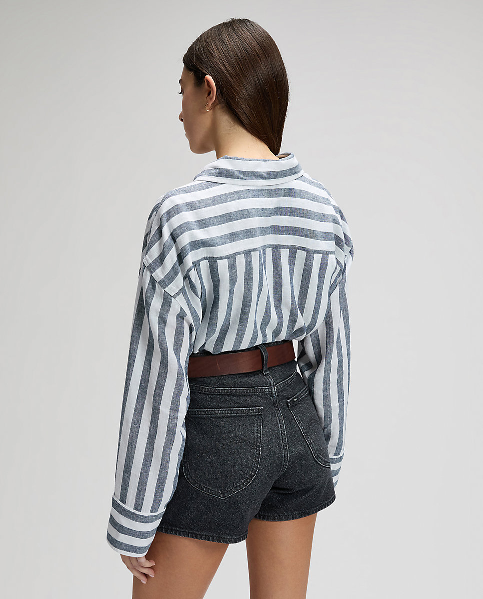 Camisa de mujer de manga larga a rayas - Lee - Azul Azul-2