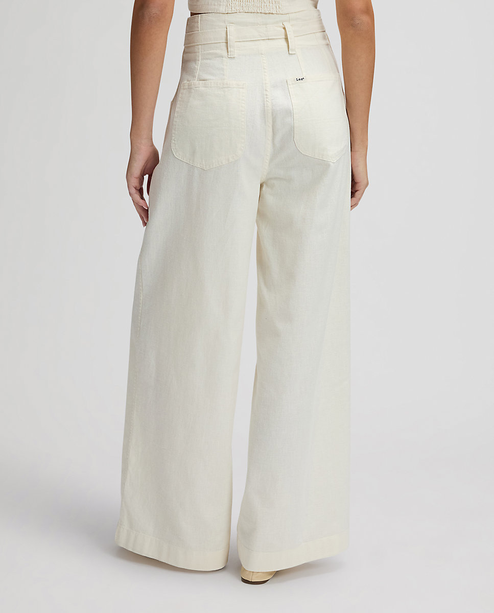Pantalones de mujer ancho de corte palazzo - Lee - Blanco Blanco-2