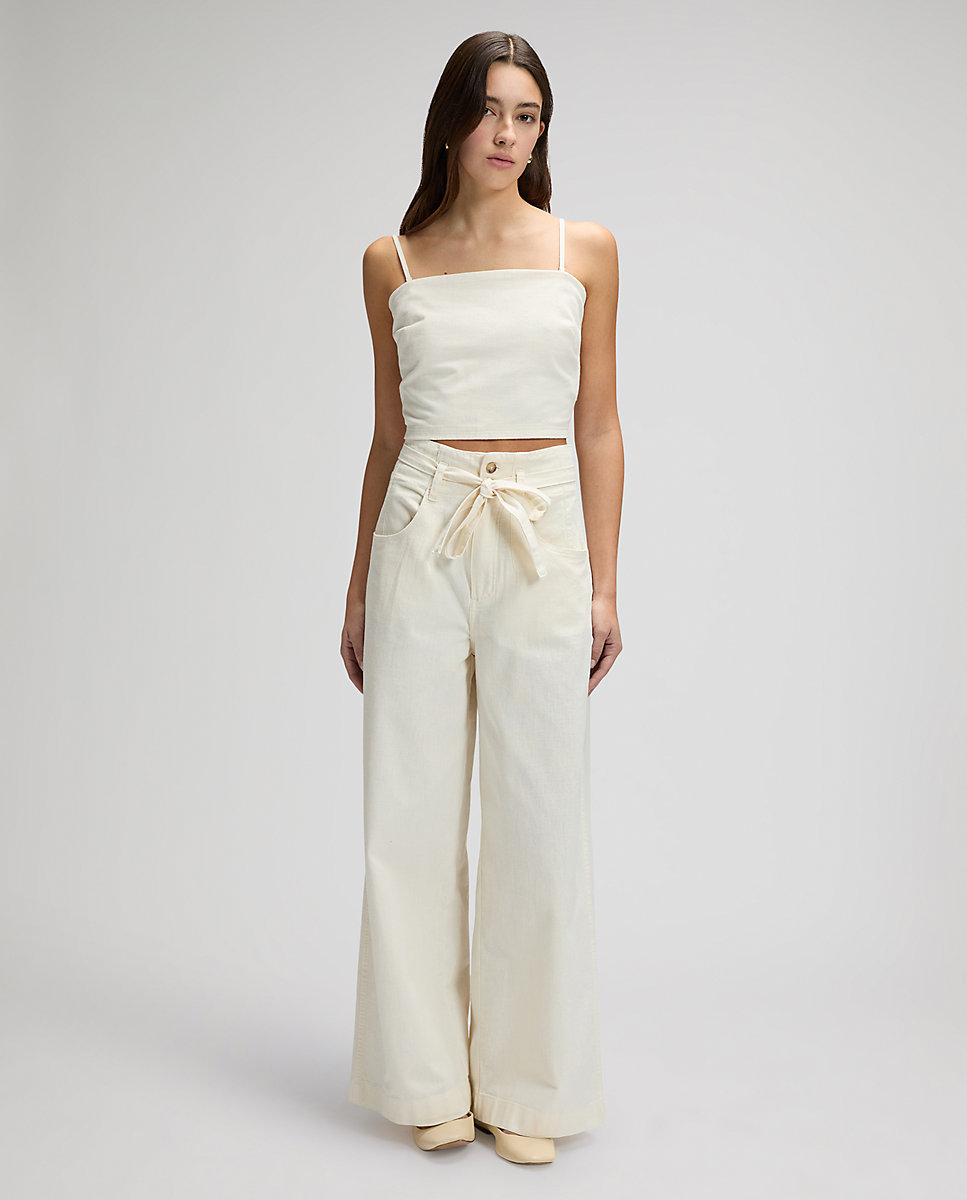 Pantalones de mujer ancho de corte palazzo - Lee - Blanco Blanco-3