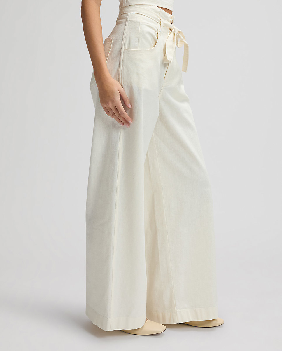 Pantalones de mujer ancho de corte palazzo - Lee - Blanco Blanco-4