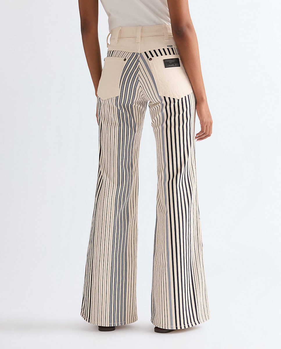 Vaqueros campana de mujer con rayas - Wrangler - Azul Azul-2