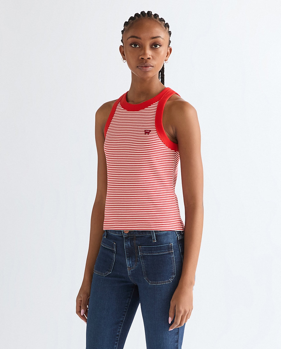 Camiseta de mujer de rayas sin mangas - Wrangler - Rojo Rojo-1