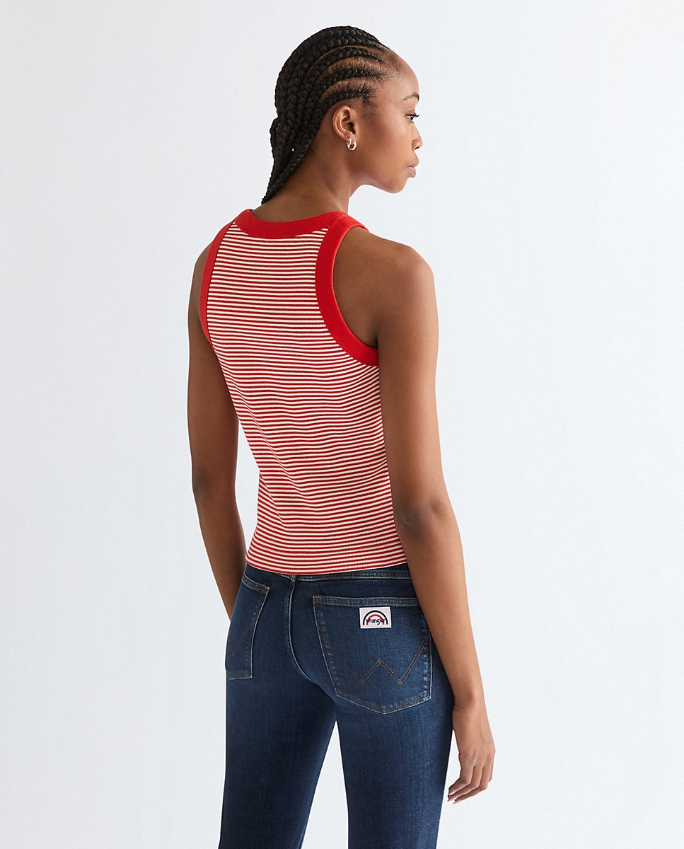 Camiseta de mujer de rayas sin mangas - Wrangler - Rojo Rojo-2