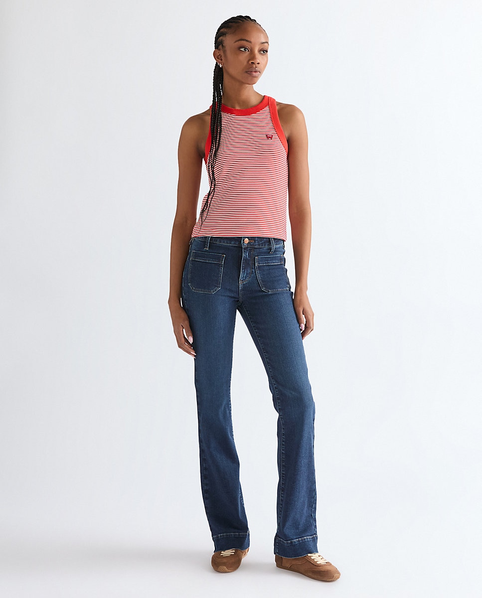 Camiseta de mujer de rayas sin mangas - Wrangler - Rojo Rojo-3