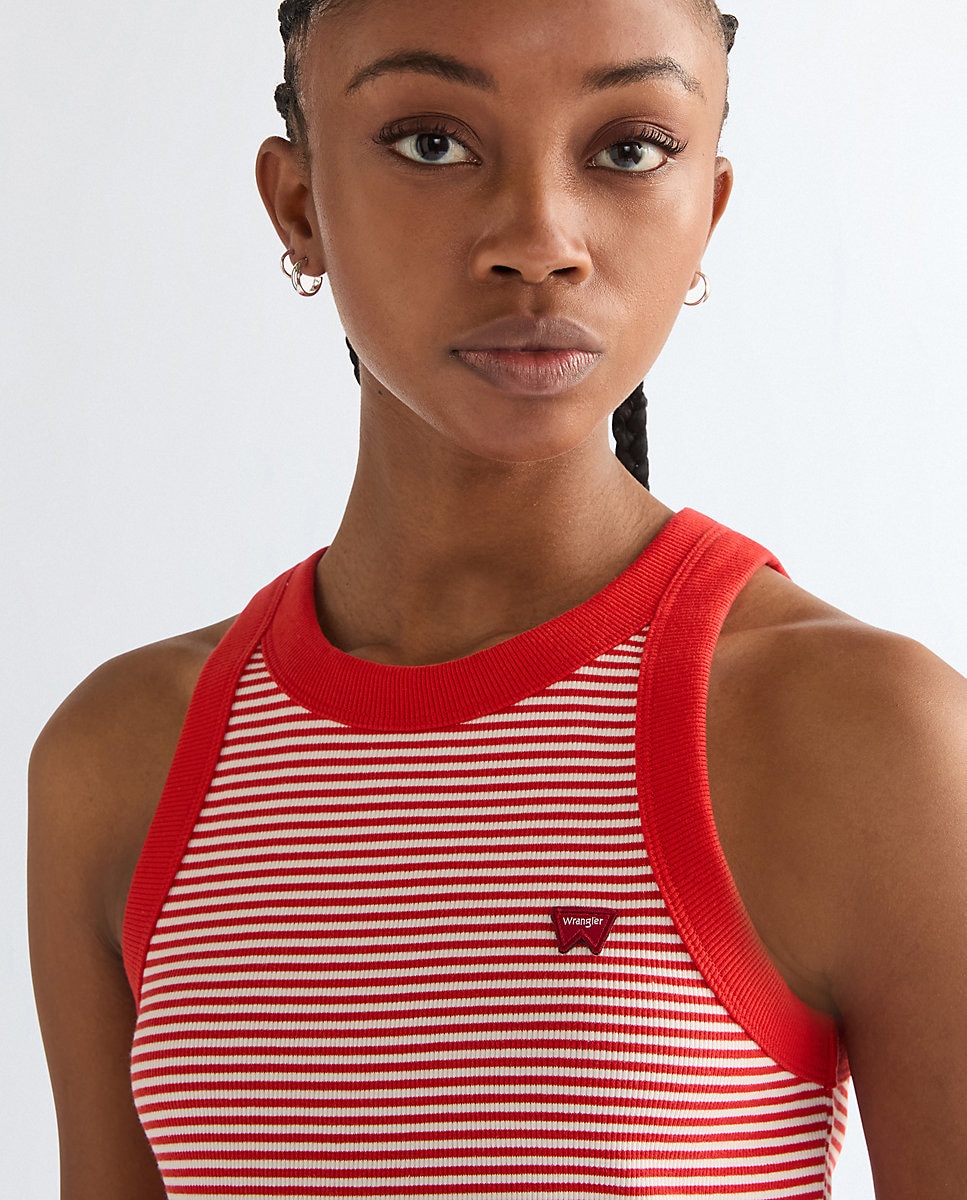 Camiseta de mujer de rayas sin mangas - Wrangler - Rojo Rojo-5