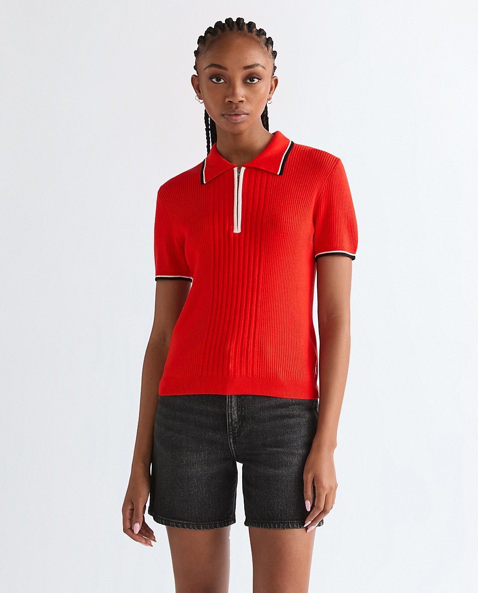 Polo de mujer de manga corta de punto - Wrangler - Rojo Rojo-1