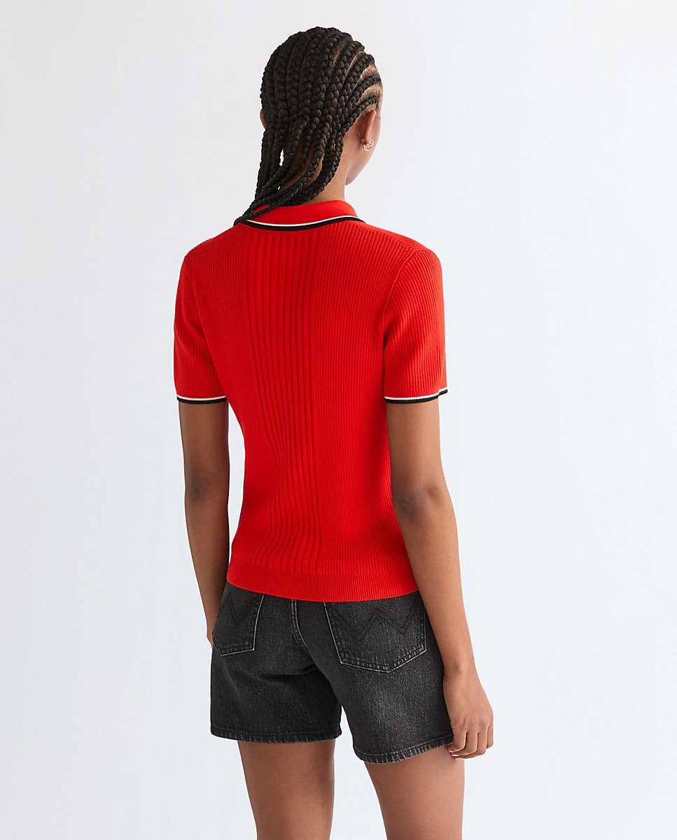 Polo de mujer de manga corta de punto - Wrangler - Rojo Rojo-2