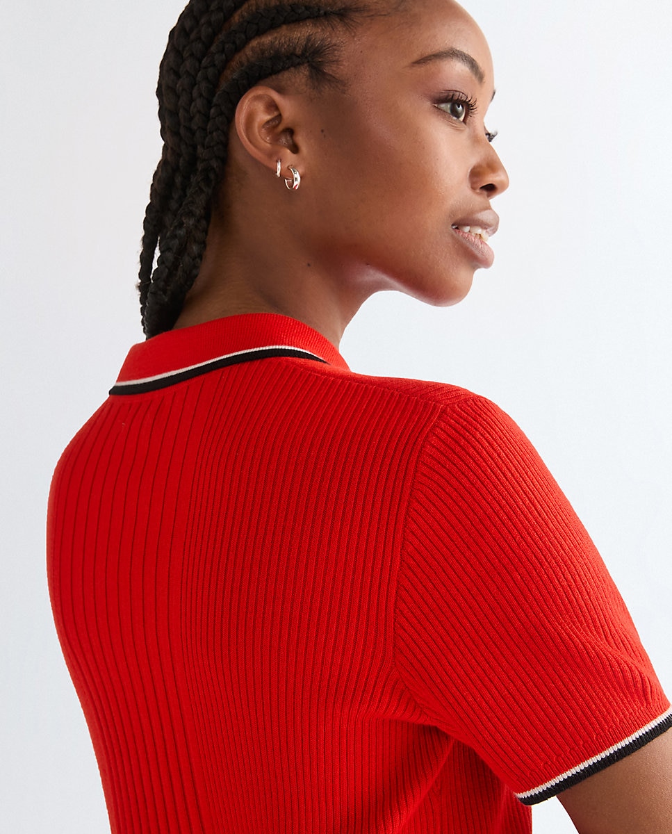 Polo de mujer de manga corta de punto - Wrangler - Rojo Rojo-4