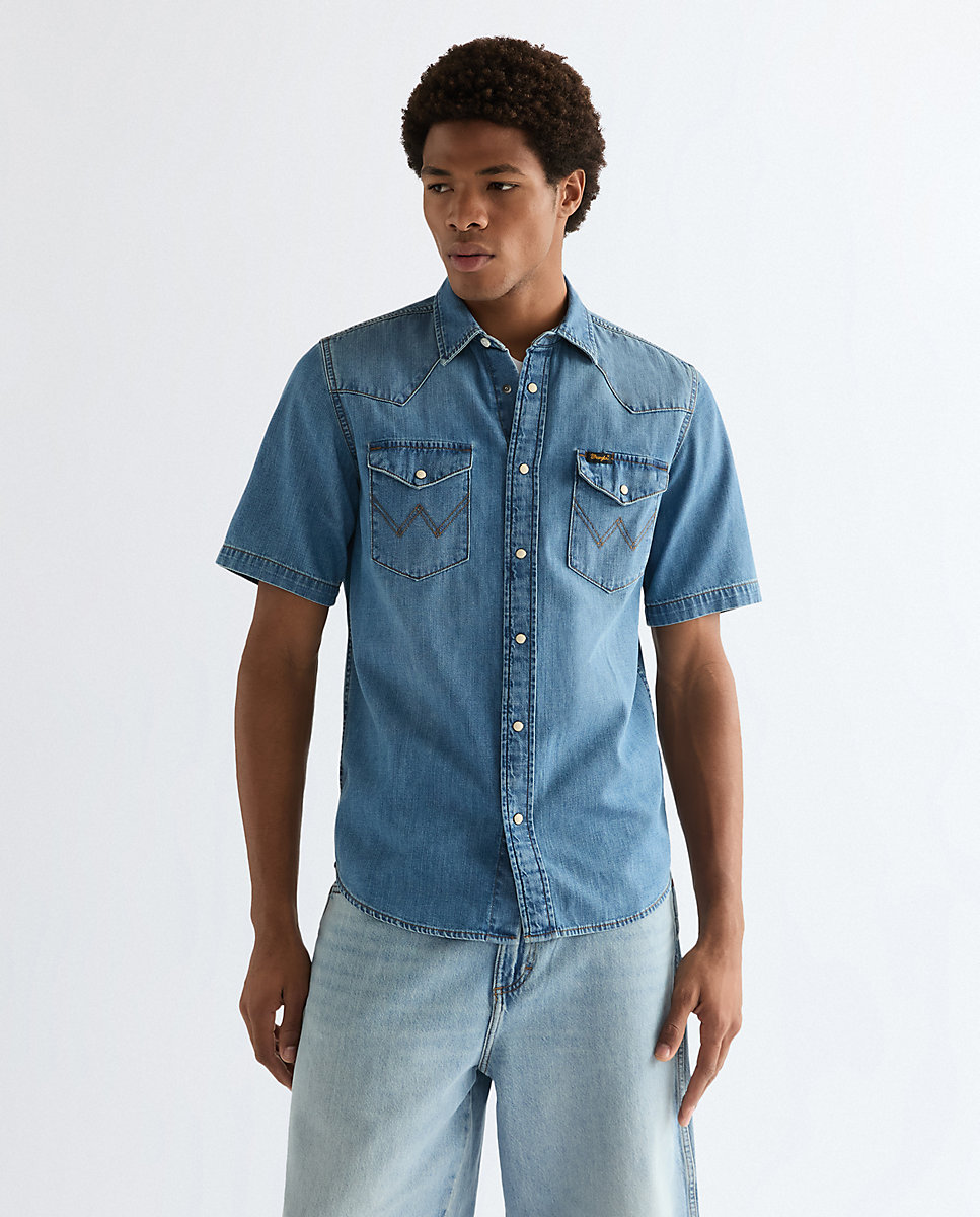 Imagen 1 de Camisa vaquera de hombre de manga corta Azul denim