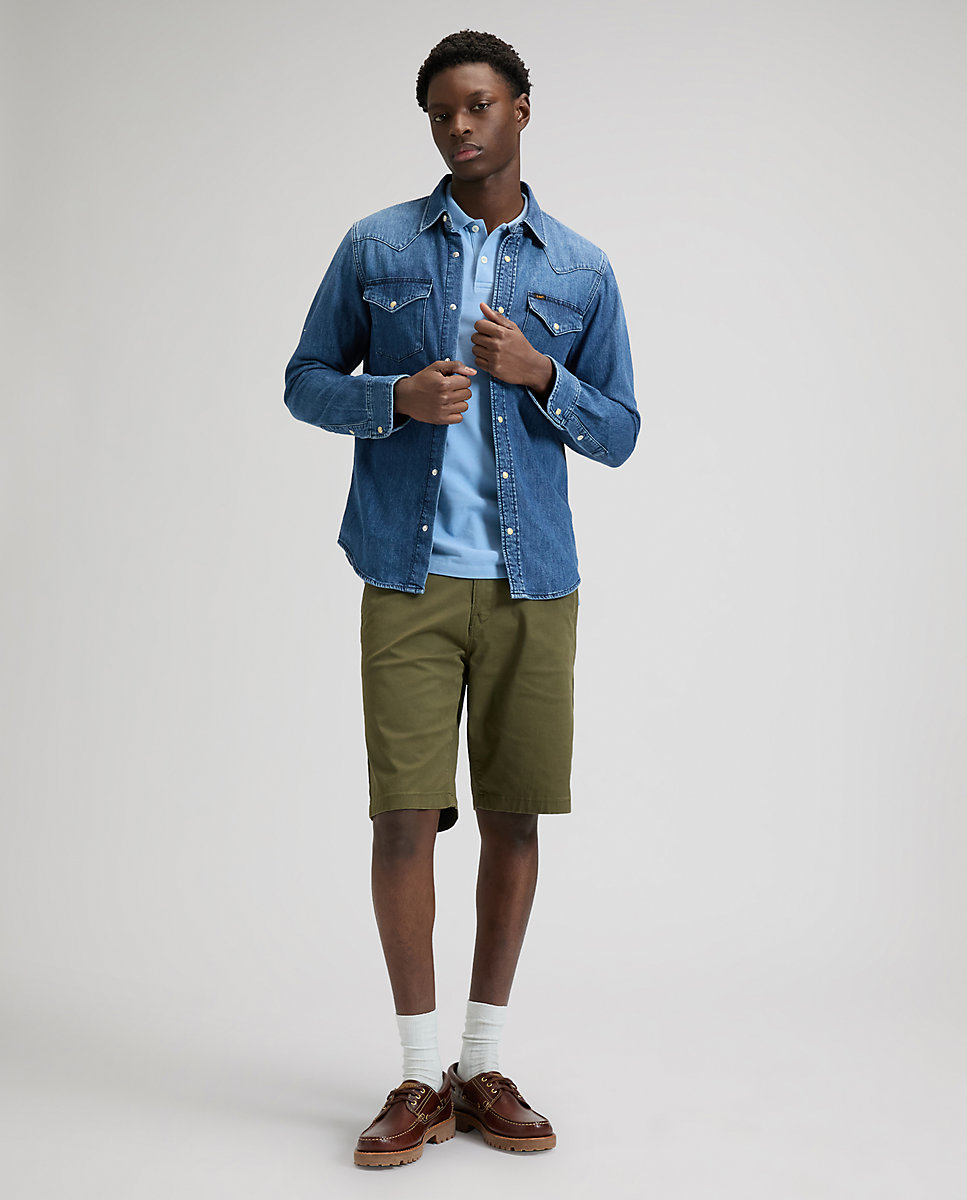Imagen 3 de Pantalones cortos chinos de hombre de corte regular - Lee - Verde militar Verde militar
