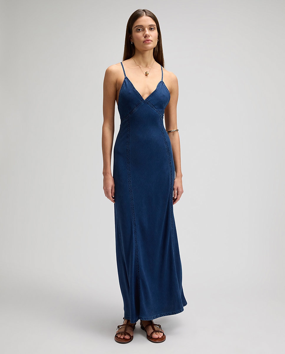 Imagen 0 de Vestido vaquero largo sin mangas Azul