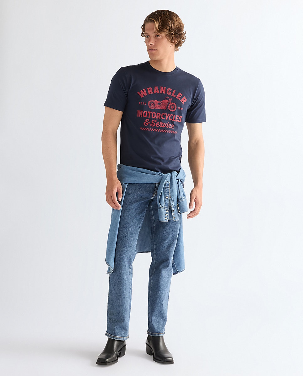 Camiseta de hombre americana de manga corta - Wrangler - Azul marino Azul marino-3
