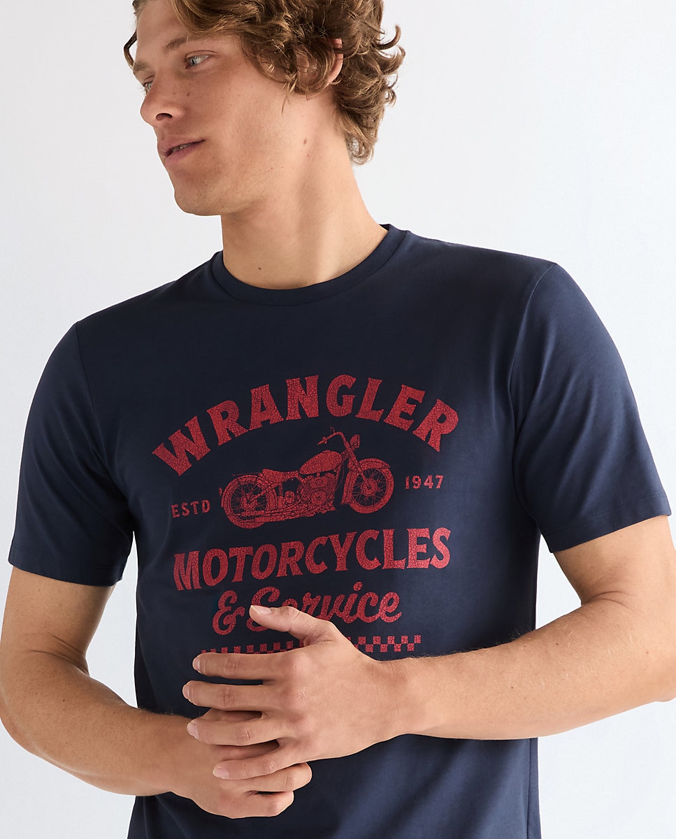 Camiseta de hombre americana de manga corta - Wrangler - Azul marino Azul marino-4