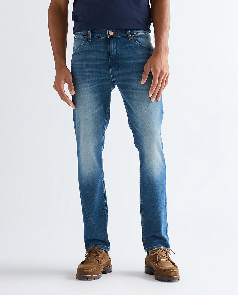 Imagen 0 de Vaqueros Larston de hombre con corte ajustado en el muslo y tiro medio Azul denim