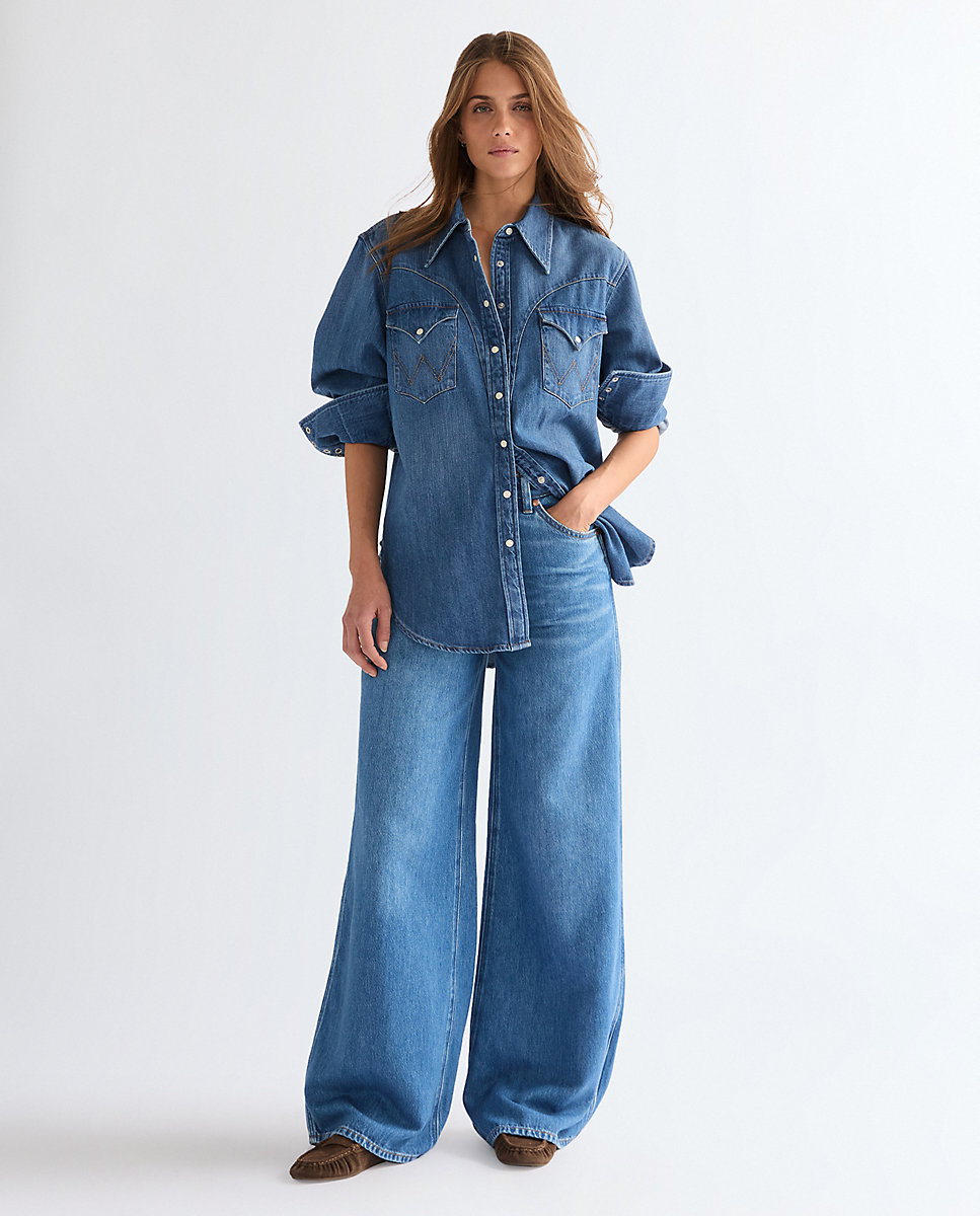 Vaquero de mujer canyon de corte ancho y cintura alta - Wrangler - Azul Azul-3