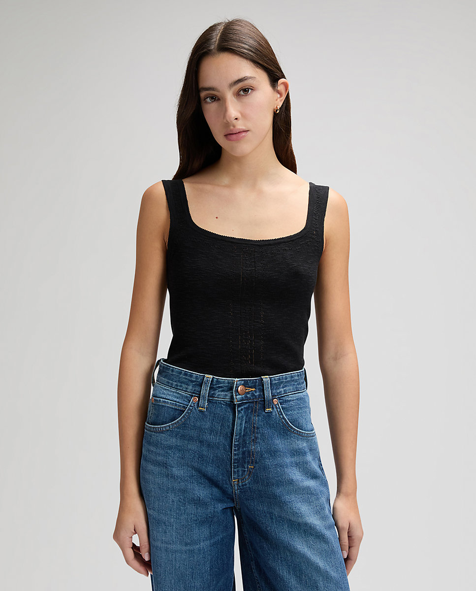 Camiseta basica de mujer sin mangas - Lee - Negro Negro-1