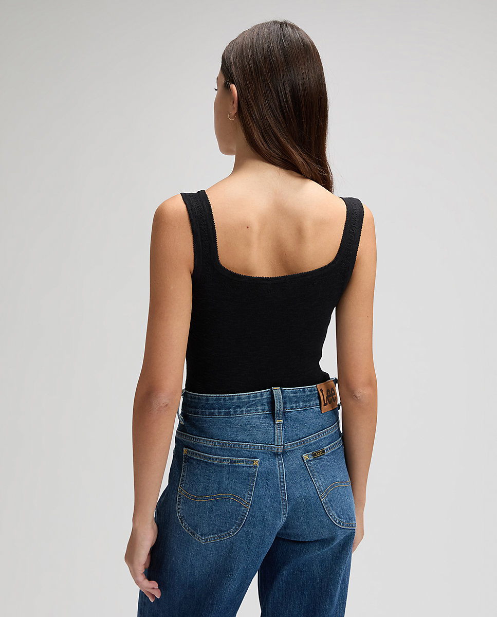Camiseta basica de mujer sin mangas - Lee - Negro Negro-2