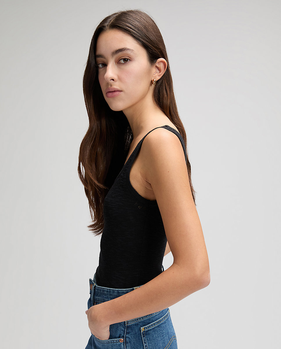 Camiseta basica de mujer sin mangas - Lee - Negro Negro-4