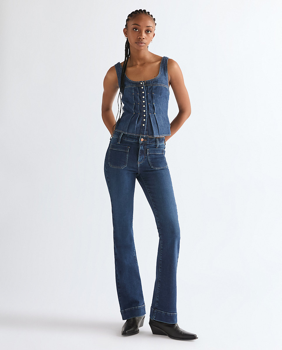 Vaquero flare de mujer con cintura regular - Wrangler - Azul denim Azul denim-1