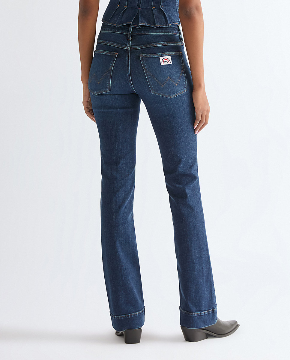 Vaquero flare de mujer con cintura regular - Wrangler - Azul denim Azul denim-3