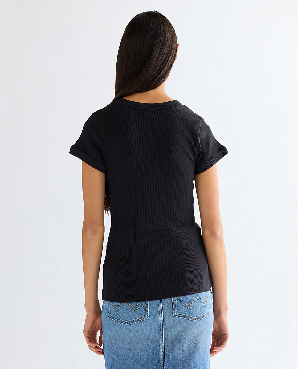 Camiseta de mujer de corte slim y manga corta - Wrangler - Negro Negro-2