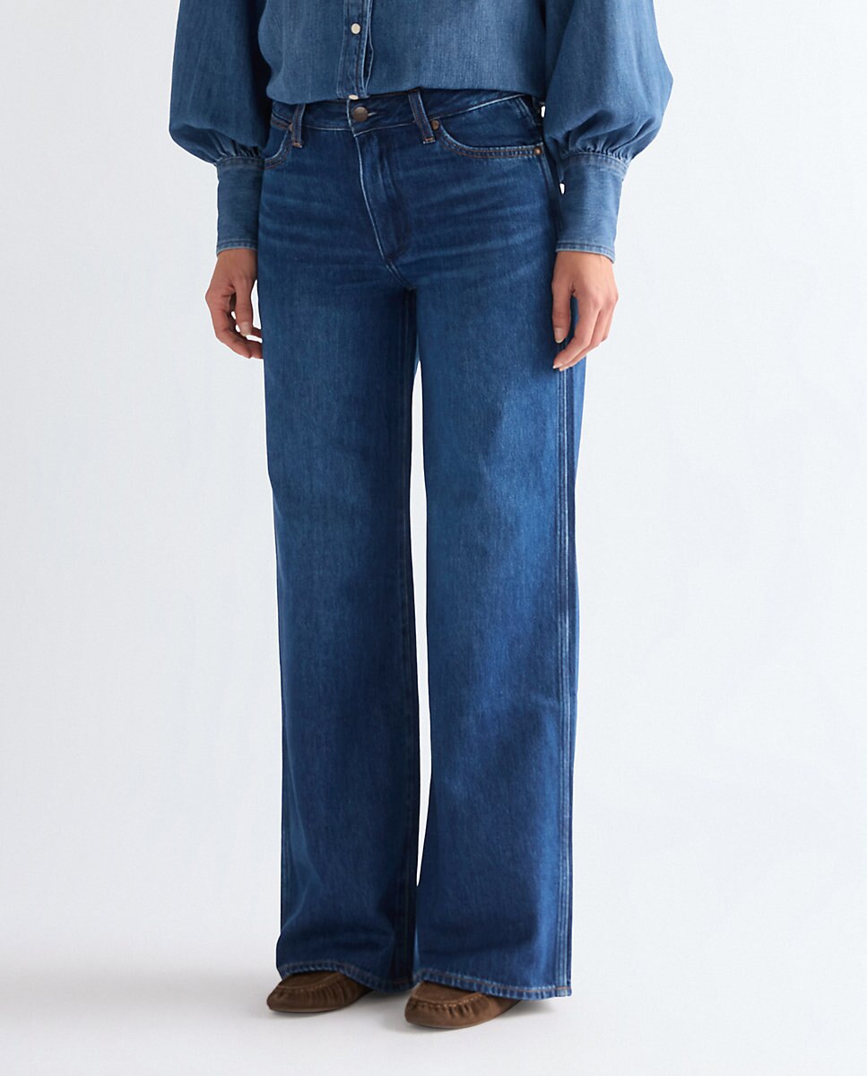 Imagen 0 de Vaquero ancho world wide de mujer de corte wide leg en azul Azul