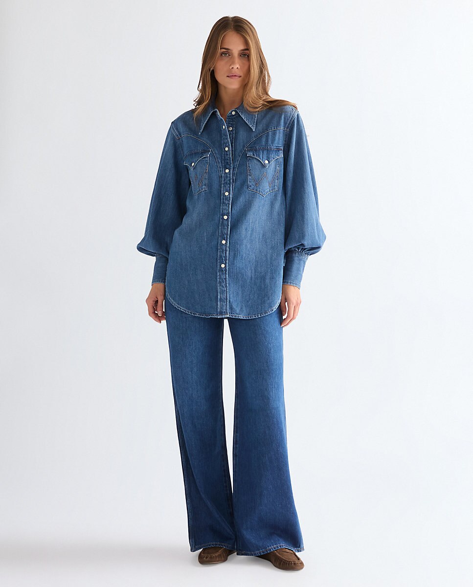 Vaquero ancho world wide de mujer de corte wide leg en - Wrangler - Azul Azul-3
