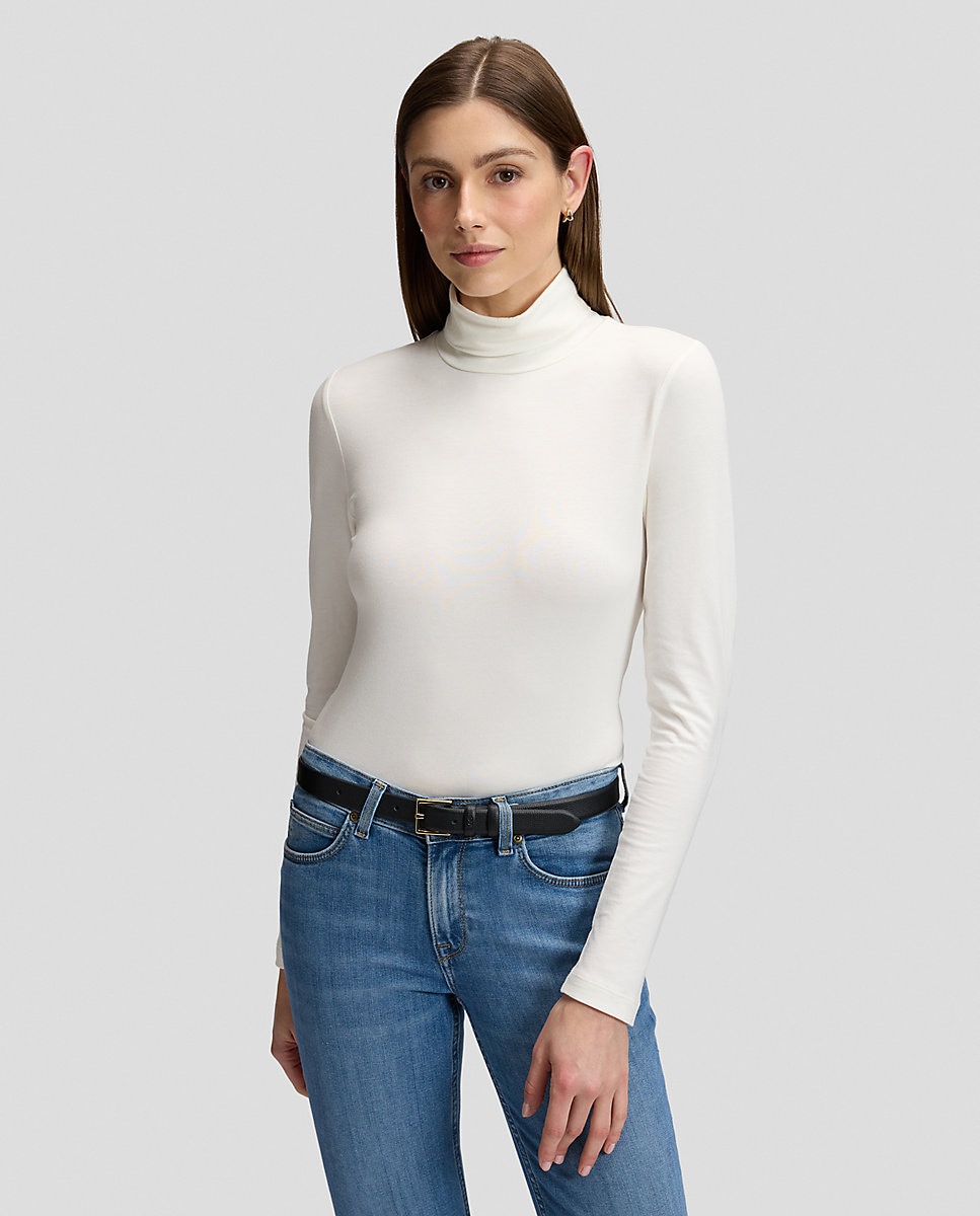 Camiseta de mujer de collo alto y manga larga - Lee - Blanco Blanco-1