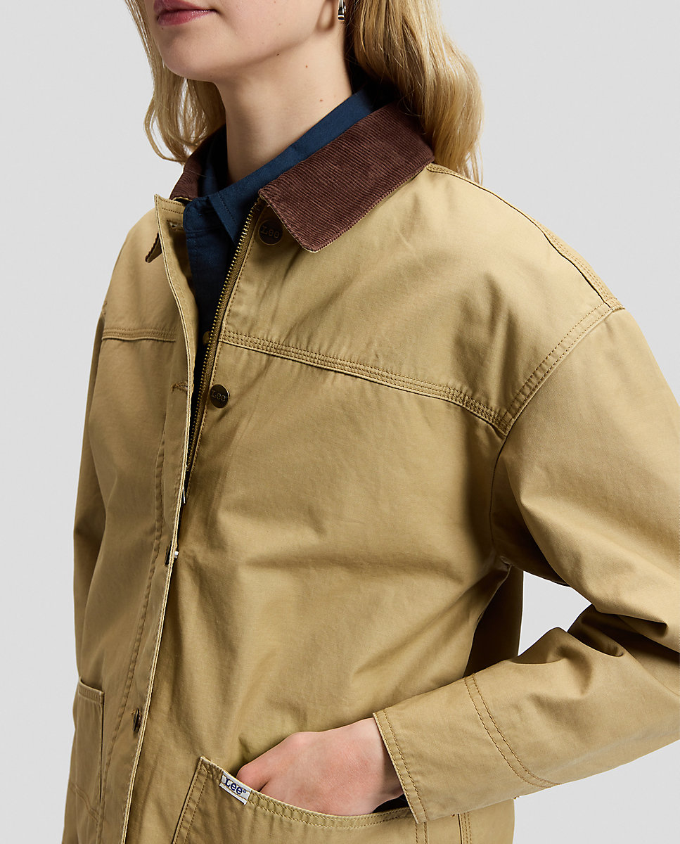 Chaqueta de mujer de corte relaxed con bolsillos de trabajo y cuello de pana - Lee - Natural Natural-5