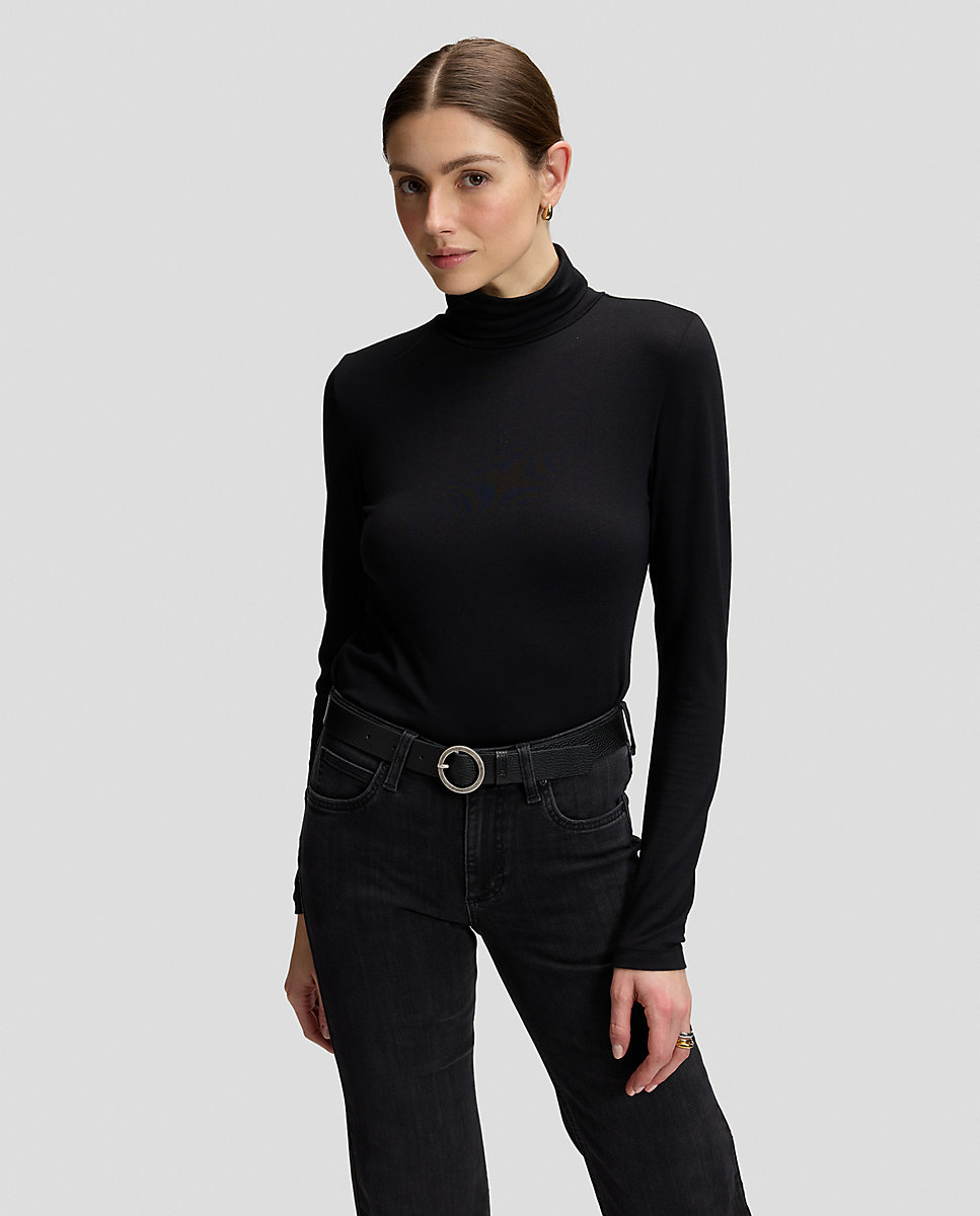Camiseta de mujer de collo alto y manga larga - Lee - Negro Negro-1