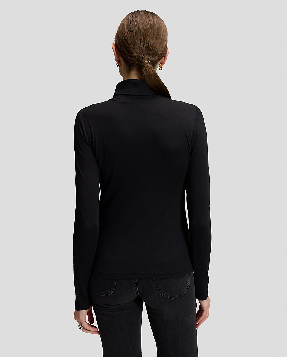 Camiseta de mujer de collo alto y manga larga - Lee - Negro Negro-2