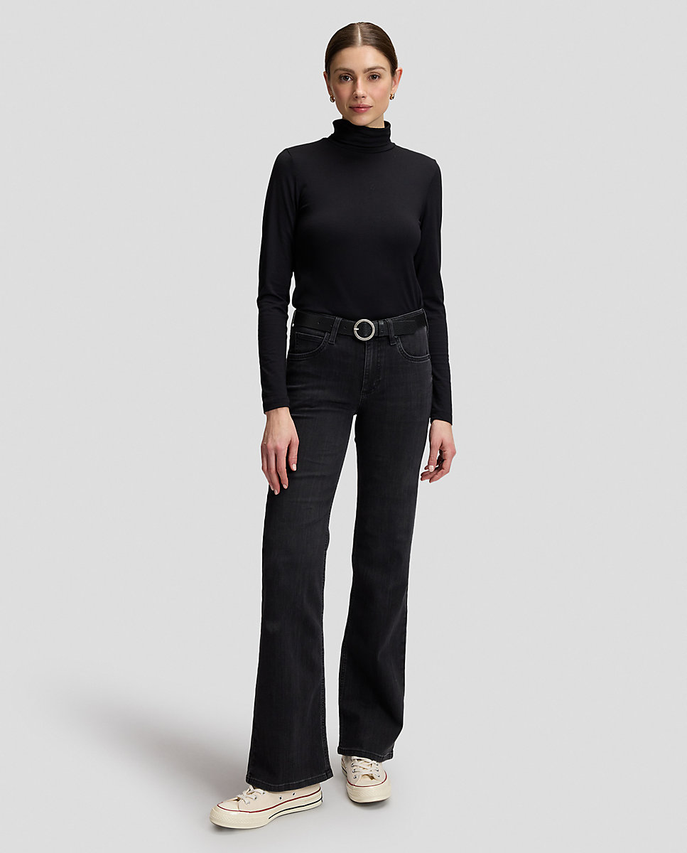 Camiseta de mujer de collo alto y manga larga - Lee - Negro Negro-3