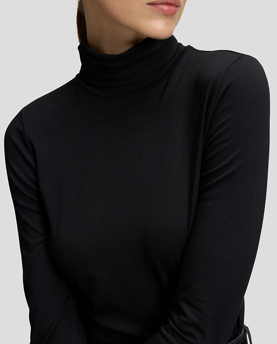 Camiseta de mujer de collo alto y manga larga - Lee - Negro Negro-5