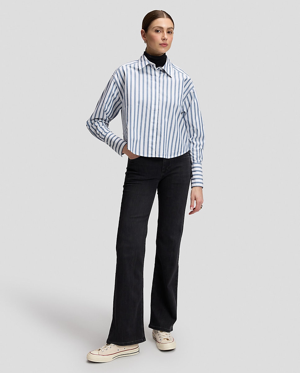 Camisa de mujer de manga larga a rayas - Lee - Azul Azul-2