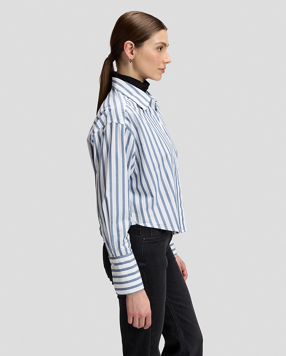 Camisa de mujer de manga larga a rayas - Lee - Azul Azul-4