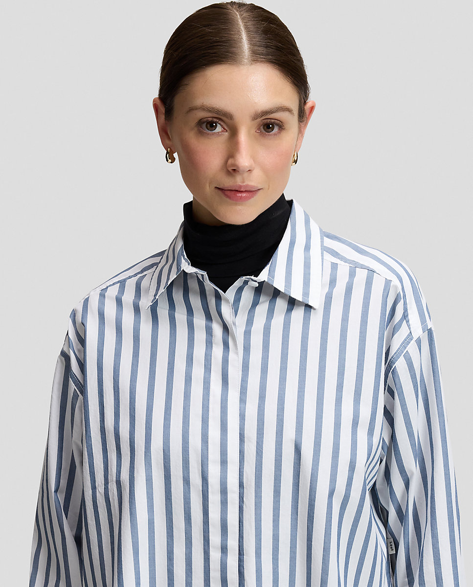 Camisa de mujer de manga larga a rayas - Lee - Azul Azul-5