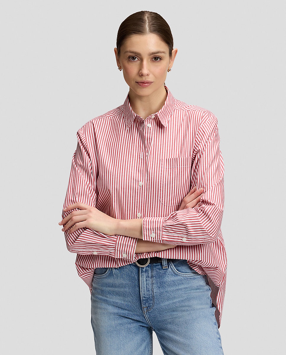 Camisa de mujer de manga larga de corte amplio - Lee - Rojo Rojo-1