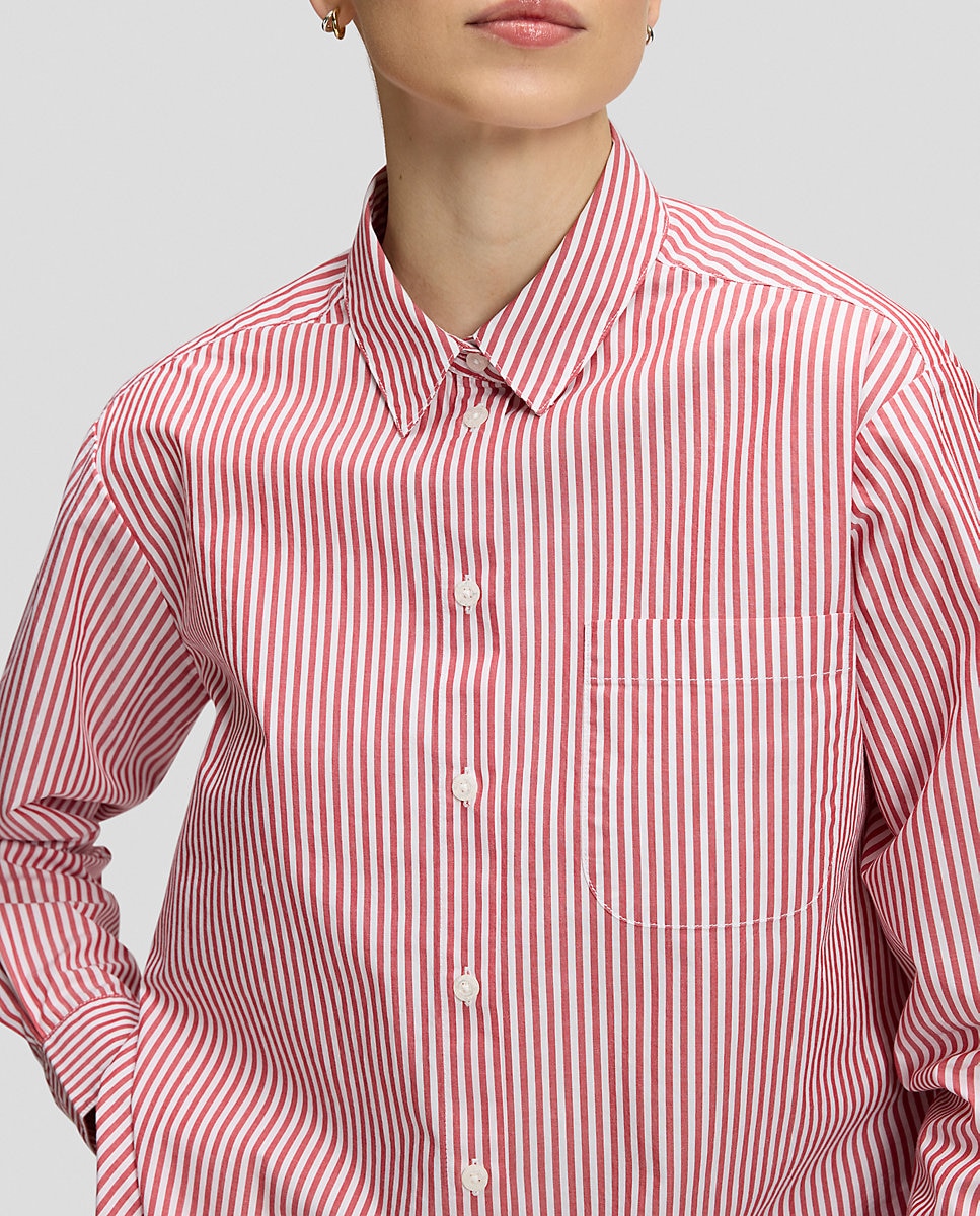 Camisa de mujer de manga larga de corte amplio - Lee - Rojo Rojo-5