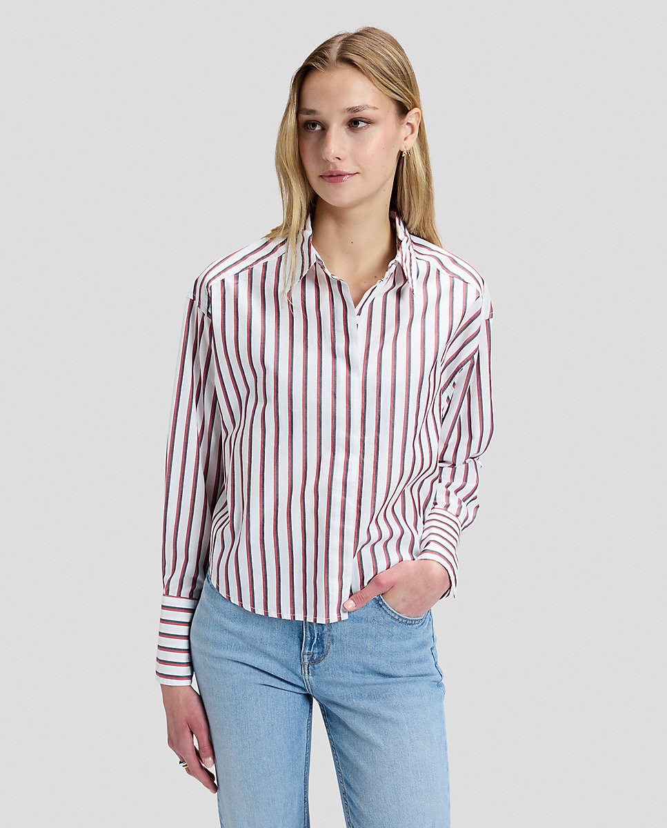 Camisa de mujer de manga larga a rayas - Lee - Rojo Rojo-1