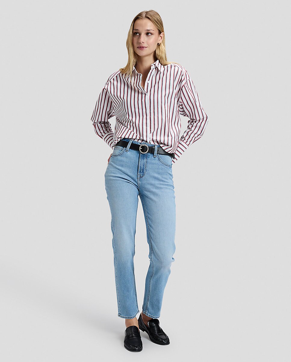 Camisa de mujer de manga larga a rayas - Lee - Rojo Rojo-2