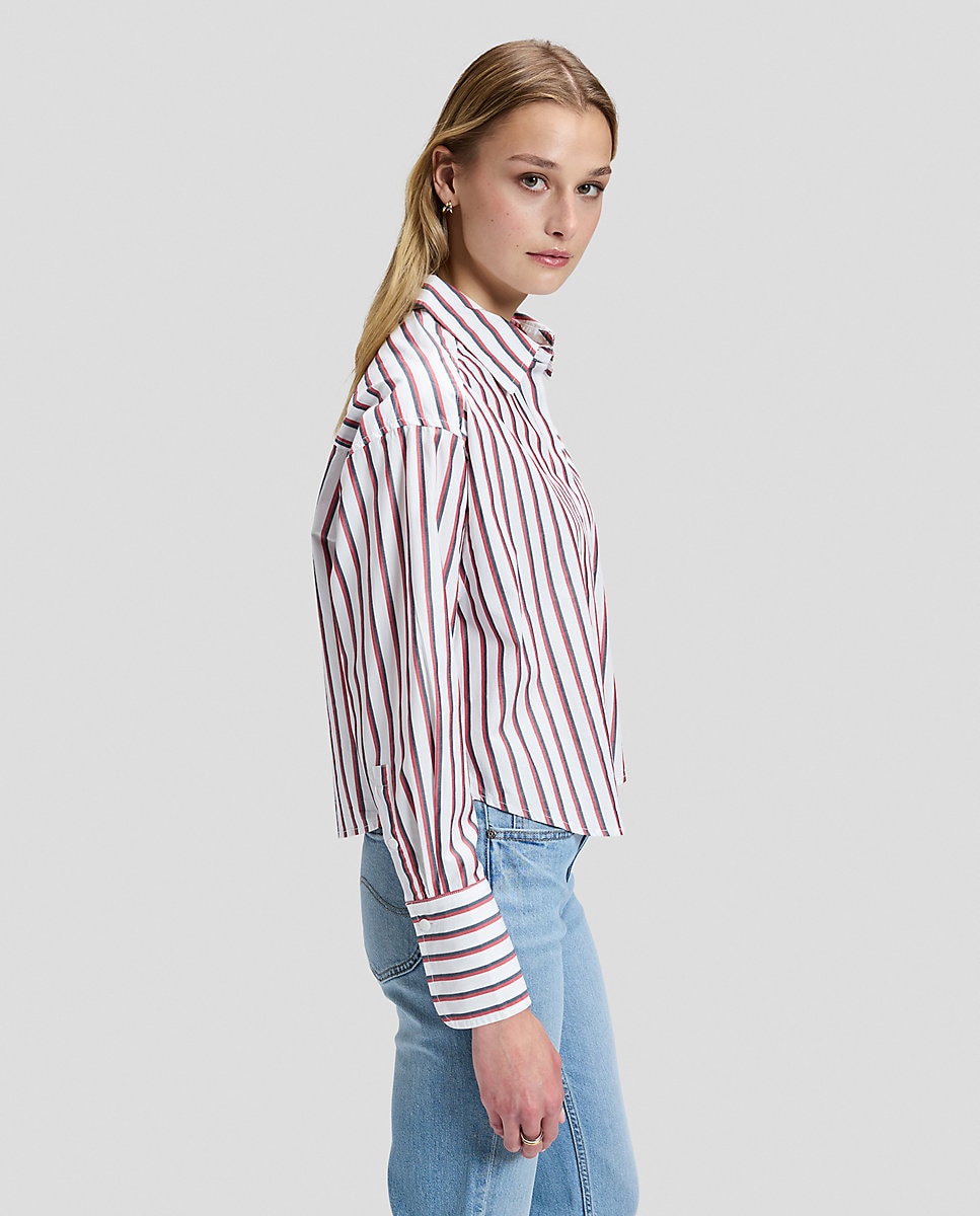Camisa de mujer de manga larga a rayas - Lee - Rojo Rojo-4