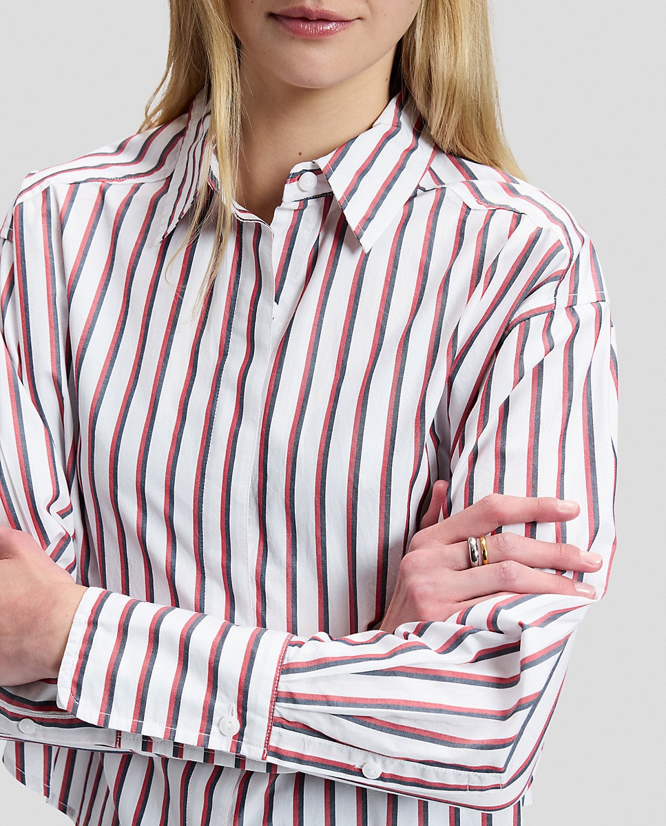 Camisa de mujer de manga larga a rayas - Lee - Rojo Rojo-5