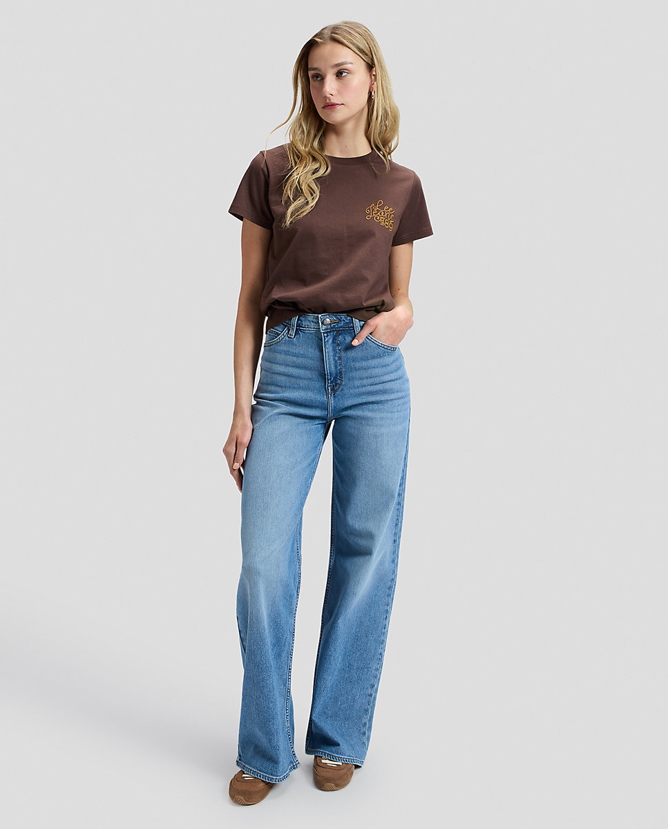 Camiseta ajustada sencilla de mujer con detalle bordado - Lee - Marrón Marrón-3