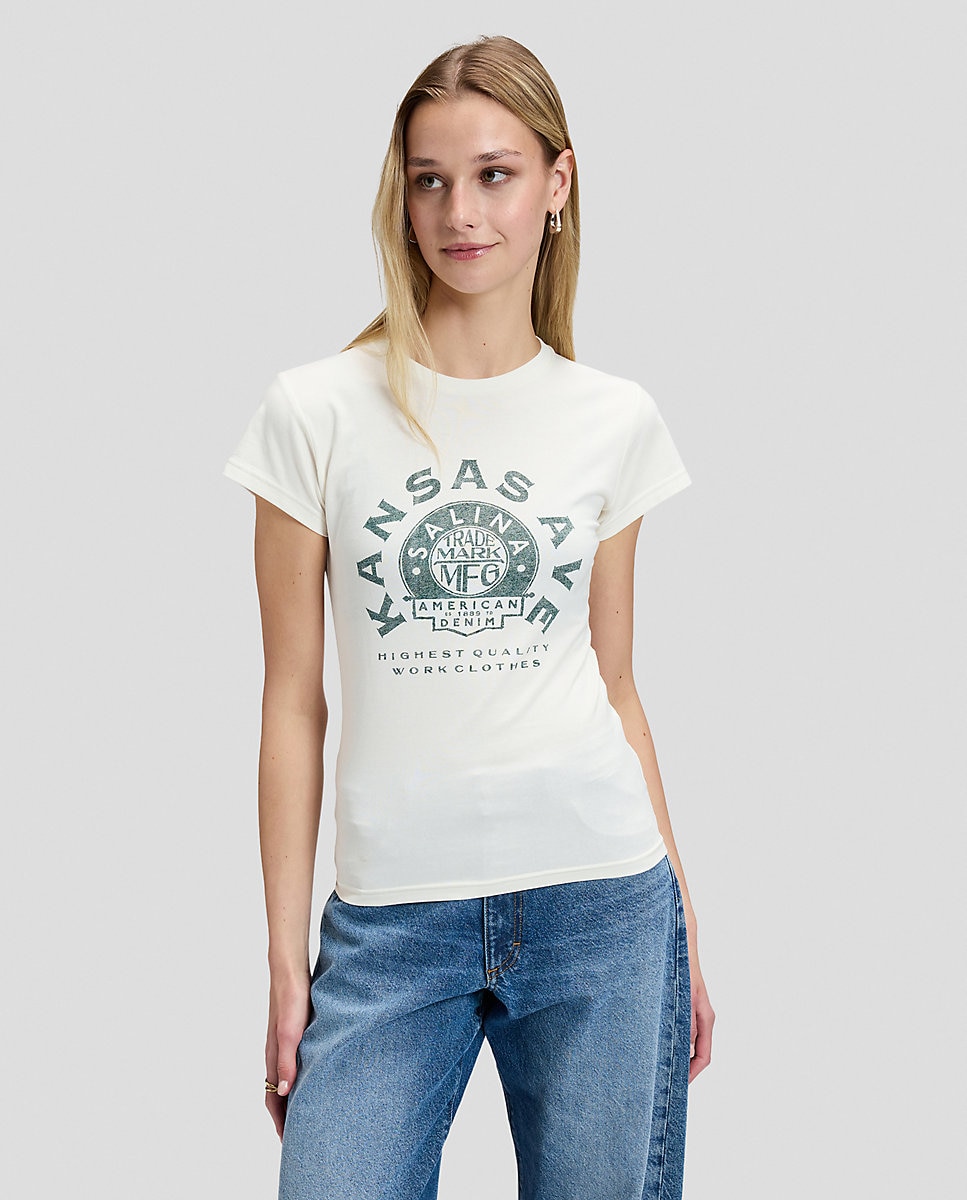 Camiseta de mujer de corte entallado con cuello redondo y manga corta - Lee - Blanco Blanco-1