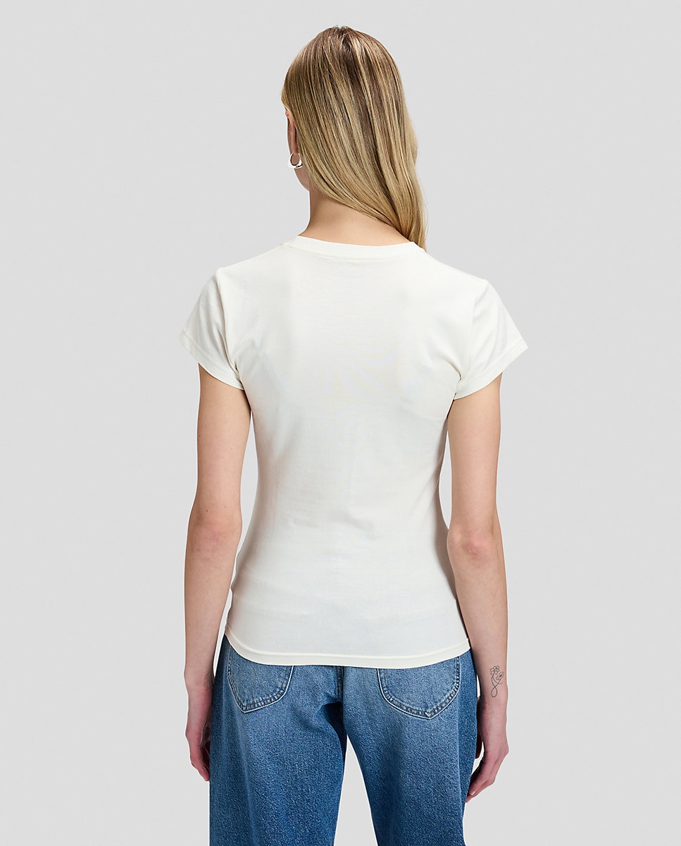 Camiseta de mujer de corte entallado con cuello redondo y manga corta - Lee - Blanco Blanco-2