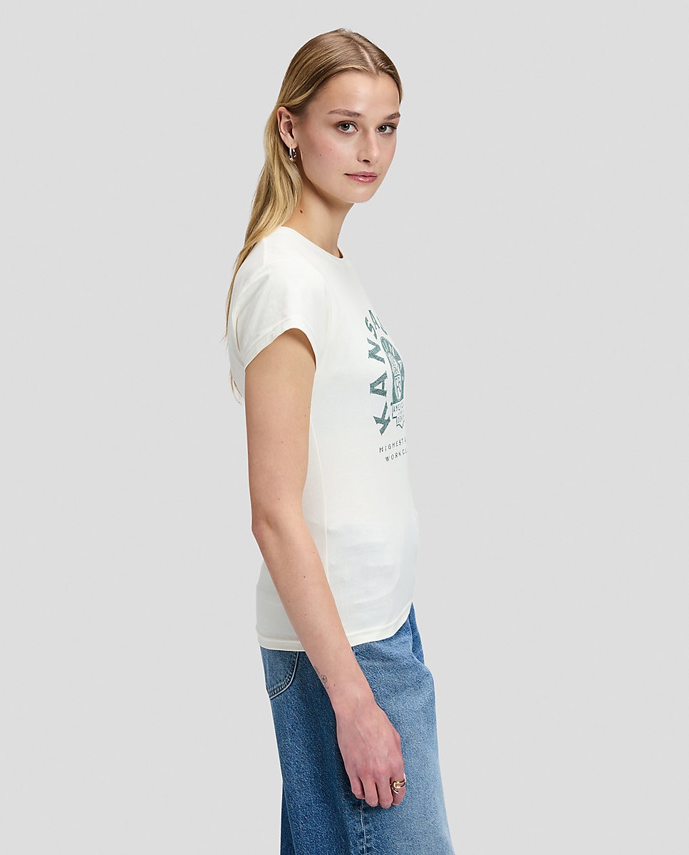 Camiseta de mujer de corte entallado con cuello redondo y manga corta - Lee - Blanco Blanco-4