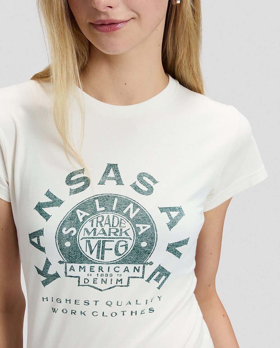 Camiseta de mujer de corte entallado con cuello redondo y manga corta - Lee - Blanco Blanco-5